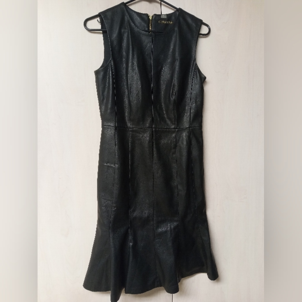 Calvin Klein PU Leather Dress Midi